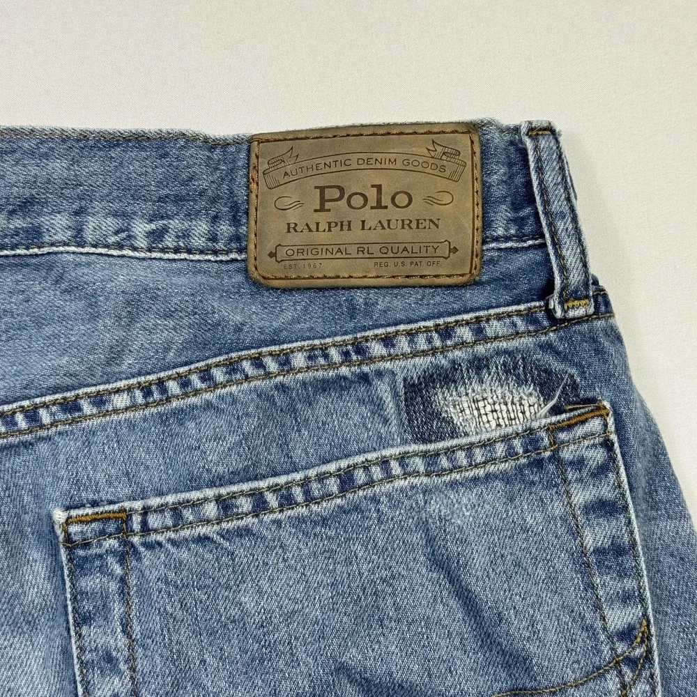 Polo Ralph Lauren Distressed Sullivan Slim Jeans Mens 33x32‎ Light Wash Denim